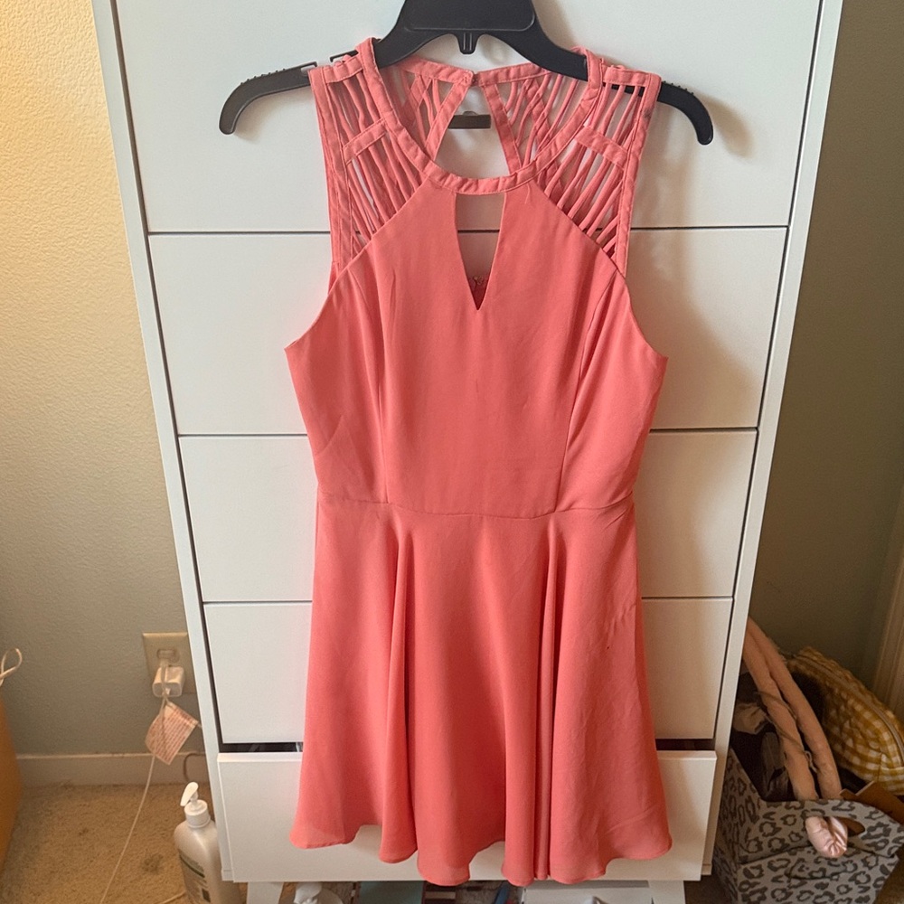 Coral Sleeveless Dress with Cutout Details Urban Outfitters